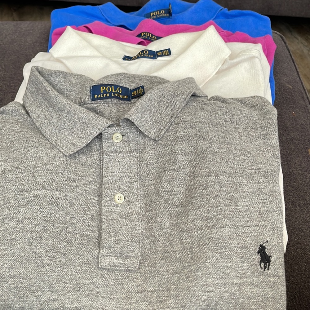Polo by RL! Blue, Fuchsia, Cream, & Gray Short Sleeve, Size 4XB $20 per Shirt